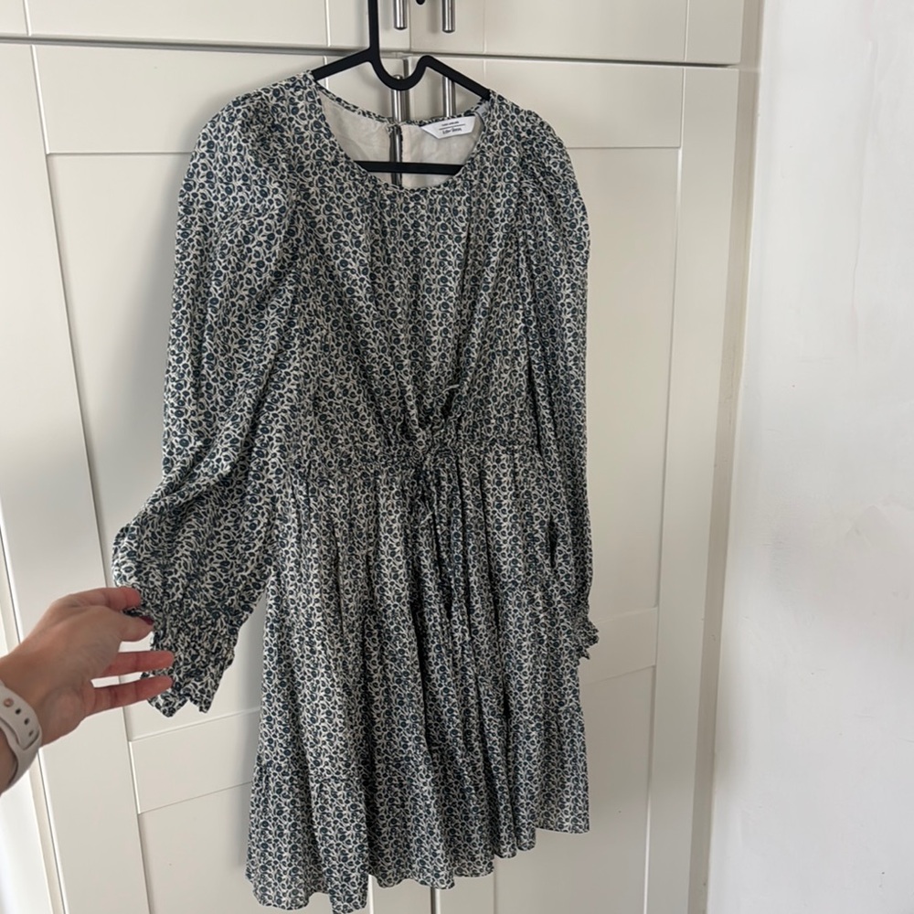 & Other Stories Blue and Cream Ruffled Tiered Sundress